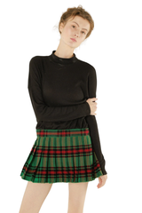 Highland Charm Wrap-Around Plaid Pleated Mini Skirt