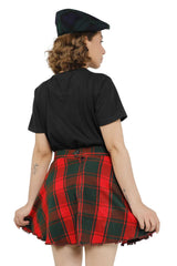 Women's Tartan Pleated Mini Skirt – Red & Green A-Line Kilt-Inspired Style