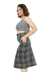 Classic Check High-Waisted Pencil Skirt