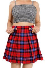 Pleated Plaid Mini Skirt