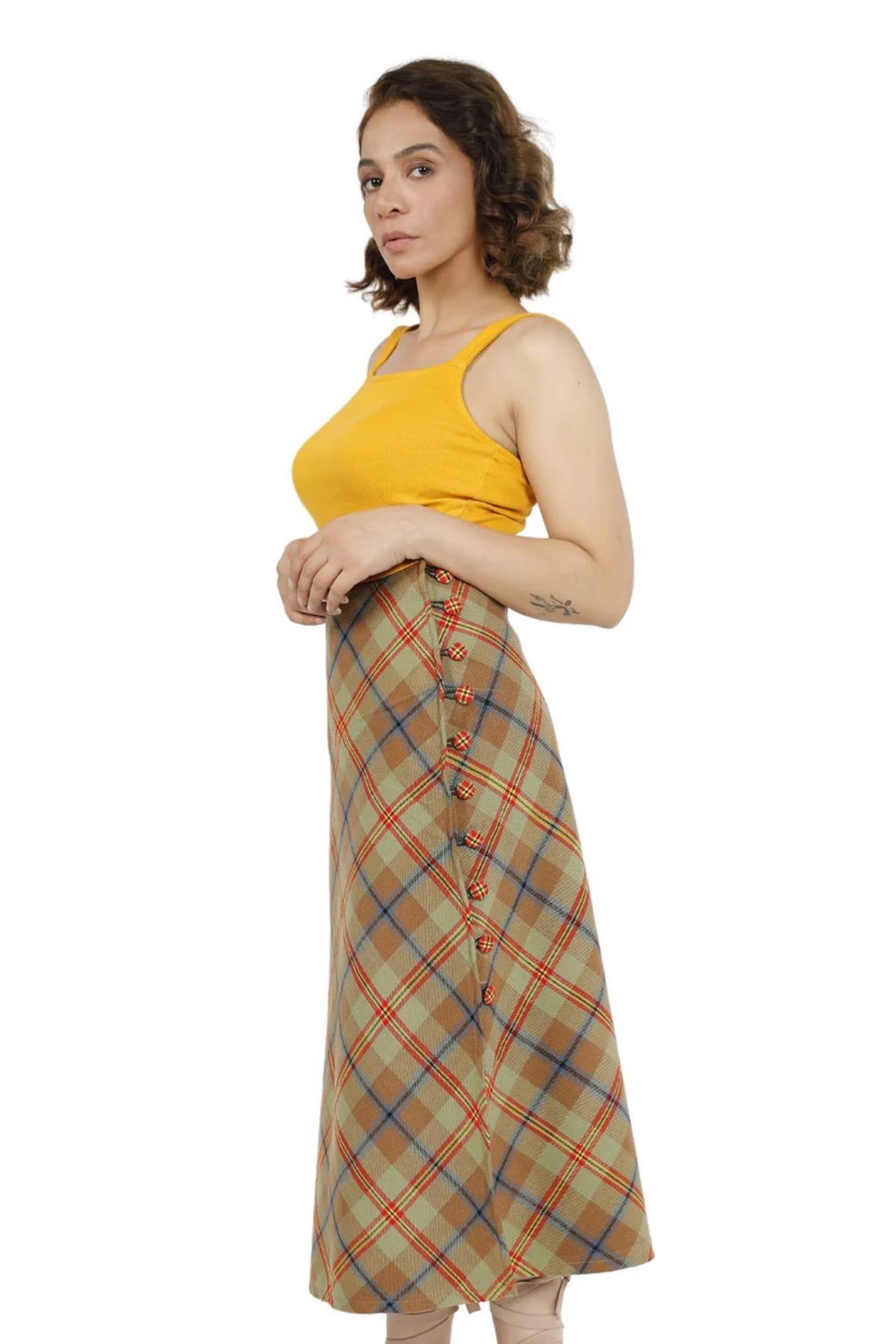  Plaid Midi Skirt