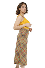 button detailing midi skirt