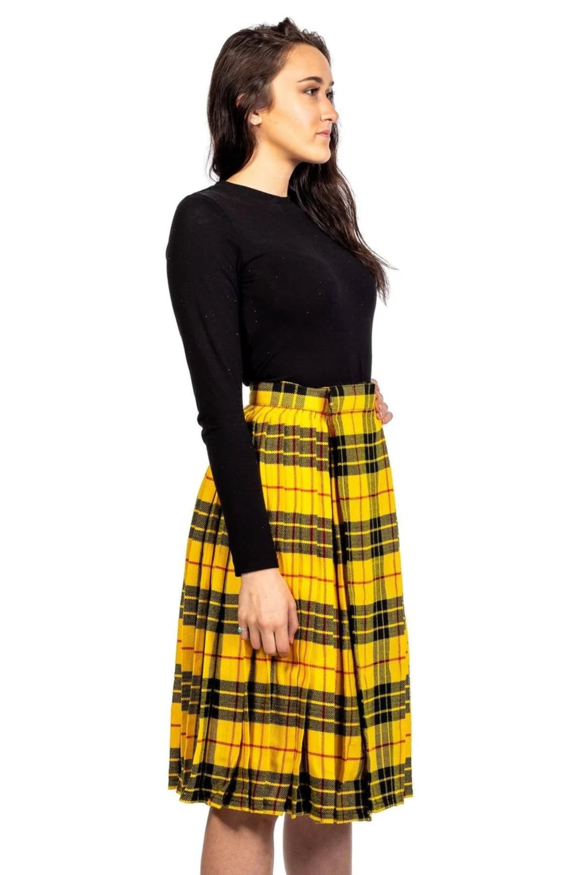 Classic Tartan Pleated Plaid Midi Skirt
