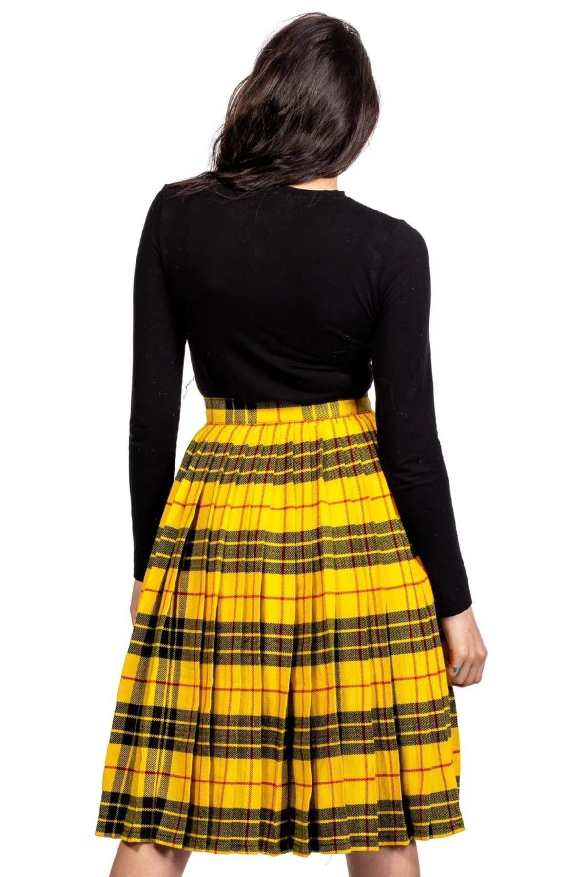 Tartan Pleated Plaid Midi Skirt