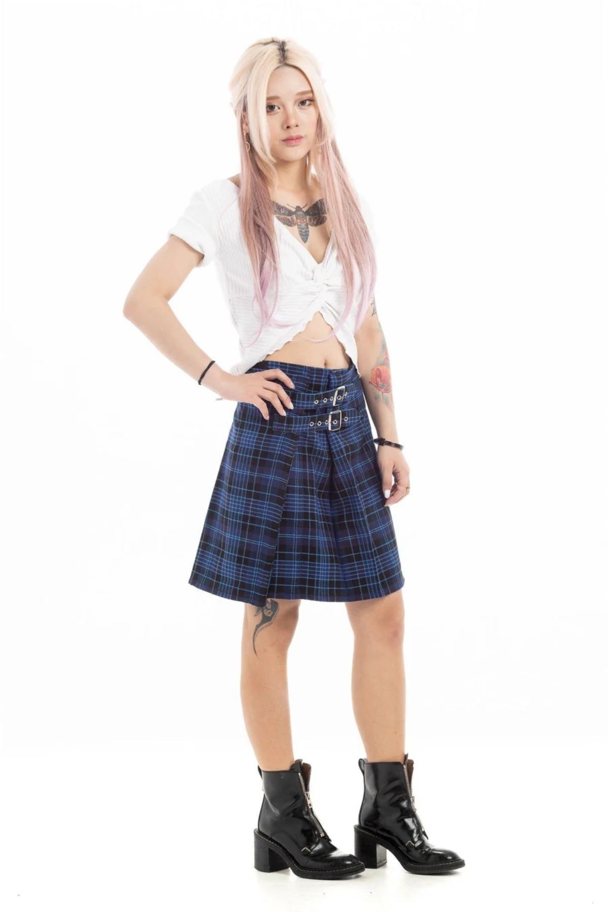 Dual-Buckle Mini Skirt