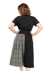 Asymmetric Plaid Skirt with Belt Loops and Side Pocket