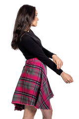 Front Button Midi Plaid Skirt