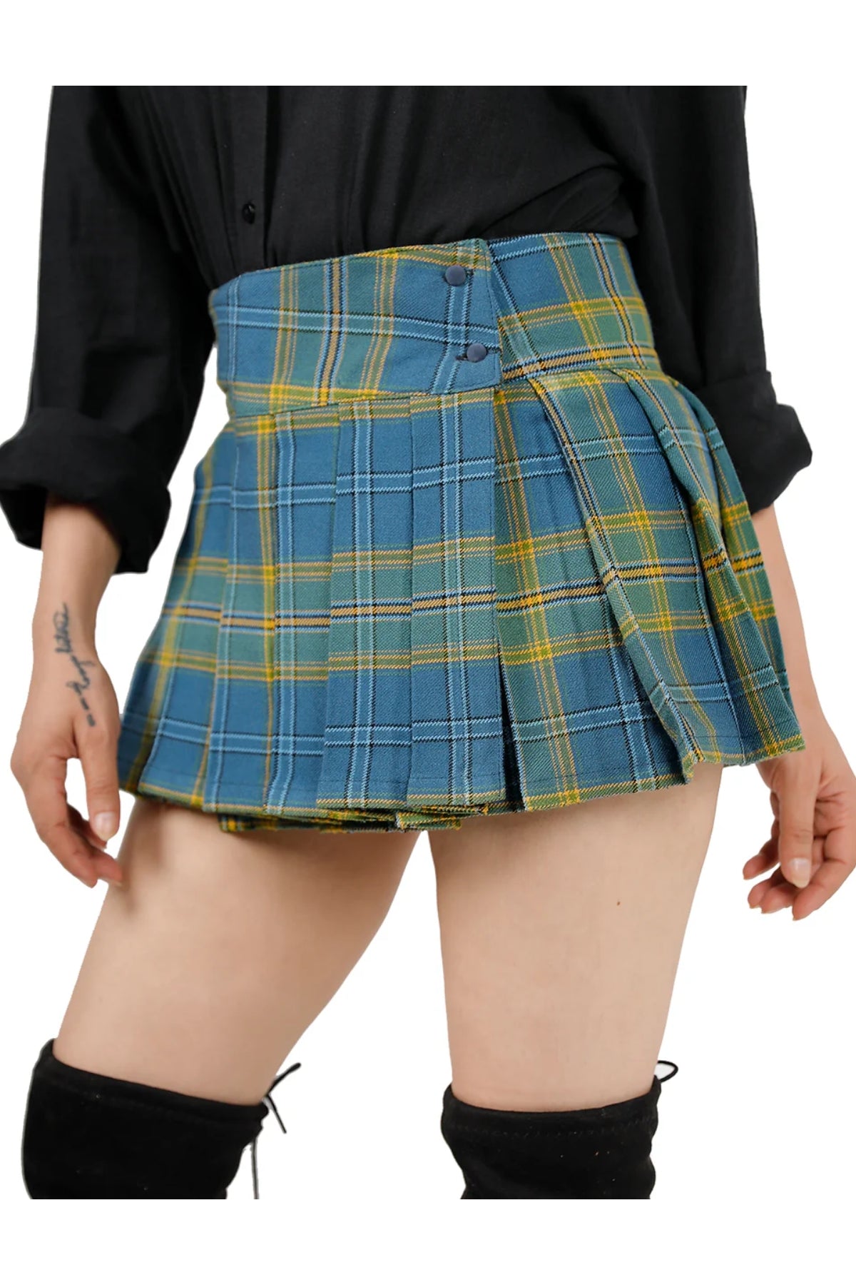 Plaid Pleated Mini Skirt