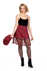 Chic Tartan Fringe Plaid Midi Skirt