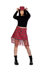 Chic Tartan Fringe Plaid Midi Skirt