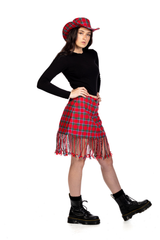 Chic Tartan Fringe Plaid Midi Skirt